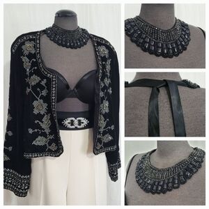 Black Beaded Collar Necklace